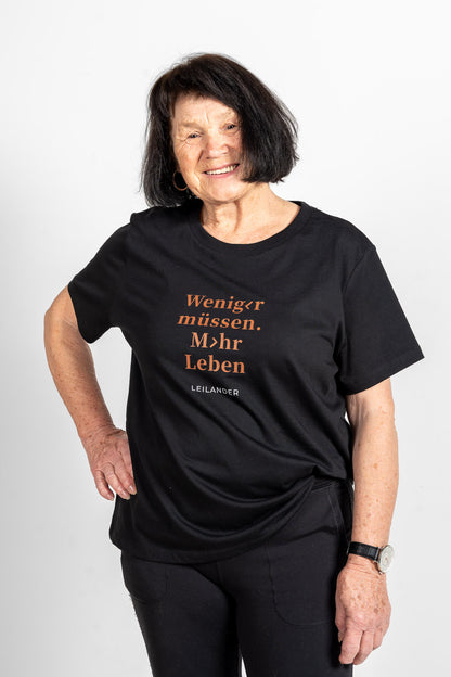 Damen | Black T-Shirt | Weniger müssen. Mehr Leben